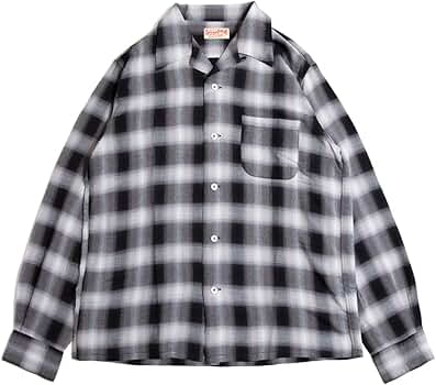 シュガーケーン　オンブレーオープンシャツ　ホワイトxブラック　M Amazon | [シュガーケーン] RAYON OMBRE CHECK OPEN SHIRT